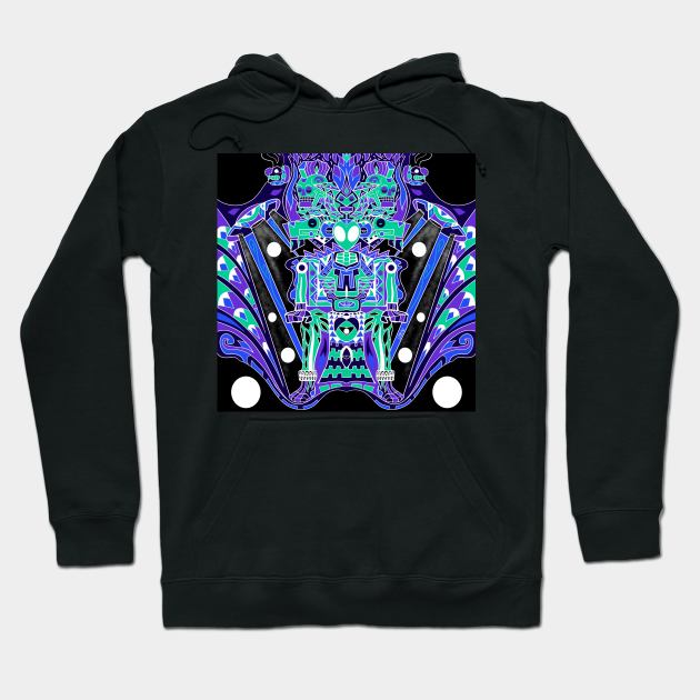 mictlan the alien throne ecopop space traveler to hell underworld pattern Hoodie by jorge_lebeau